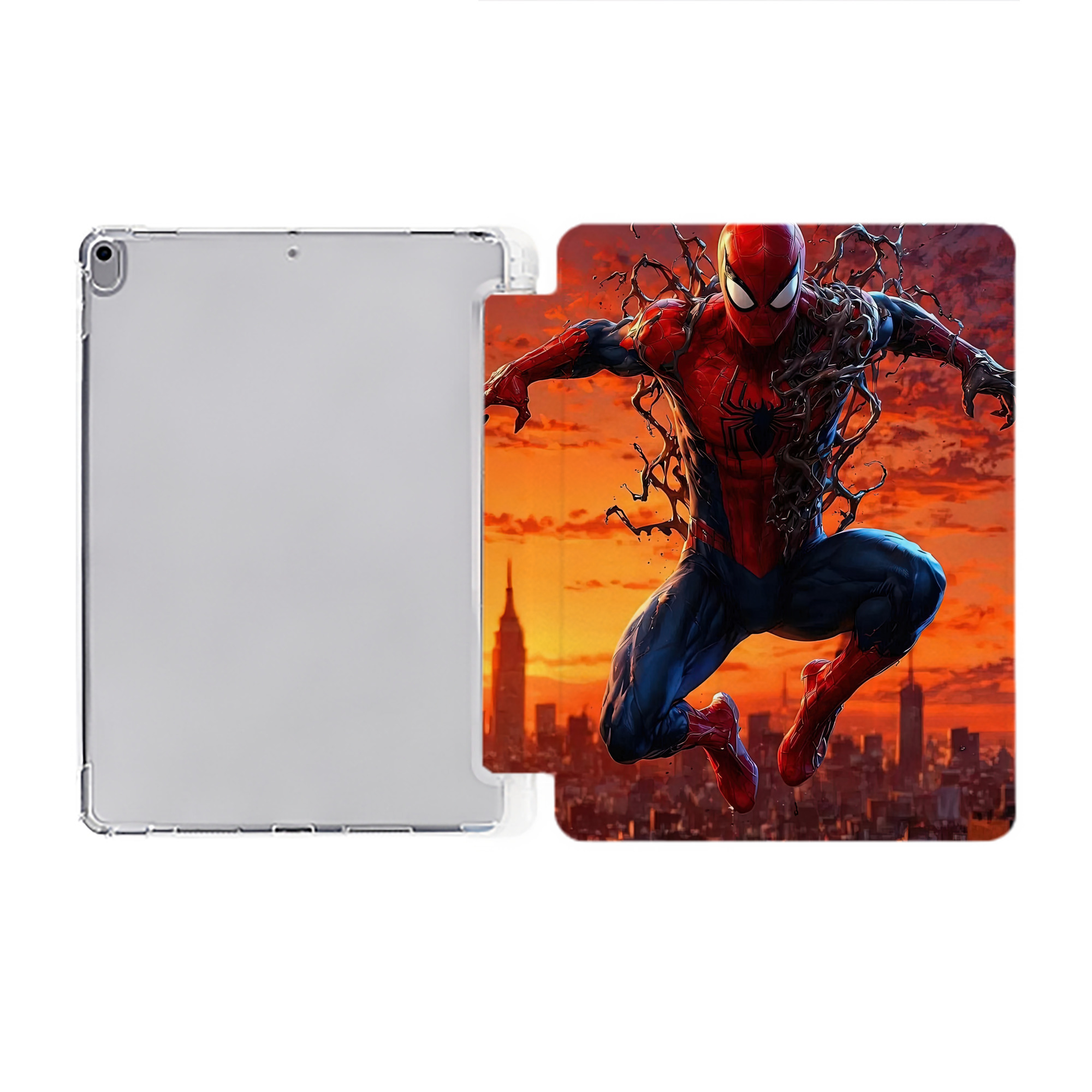 （画像用） Spider Man スパイダーマン IPad ケース ペン収納付き 三つ折りスタンド PUレザー×シリコン 対応機種9.5/10.5/10.9インチ